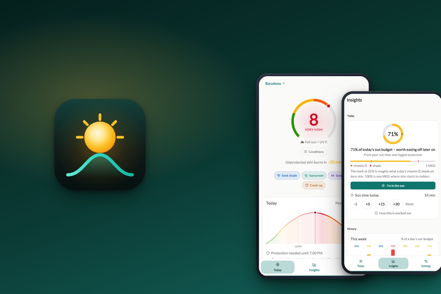 SunMate: UV index, burn time and home screen widgets