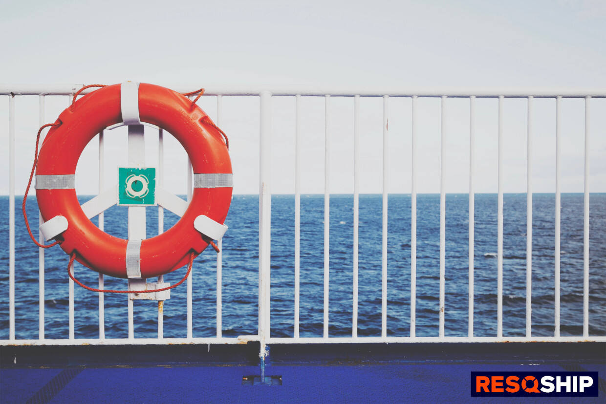 RESQSHIP website: mission pages and donation section of the sea rescue association